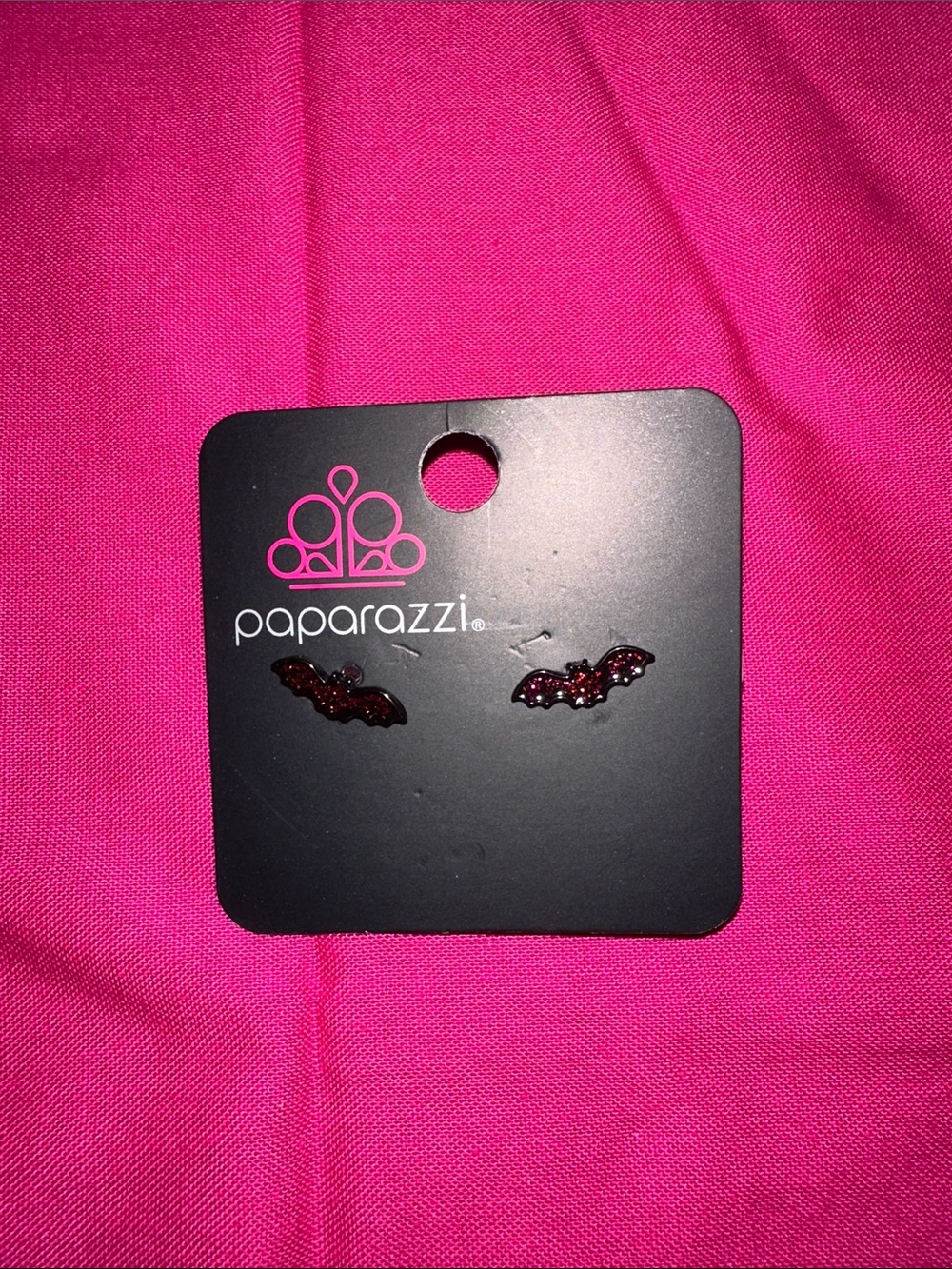 Paparazzi Purple Glitter Bat Stud Earrings